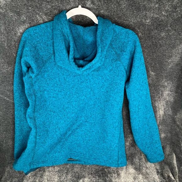 The North Face Women's Hoodie Fleece Jacket 1/4 Zip with Buttons Pocket Zip Blue - Picture 2 of 3